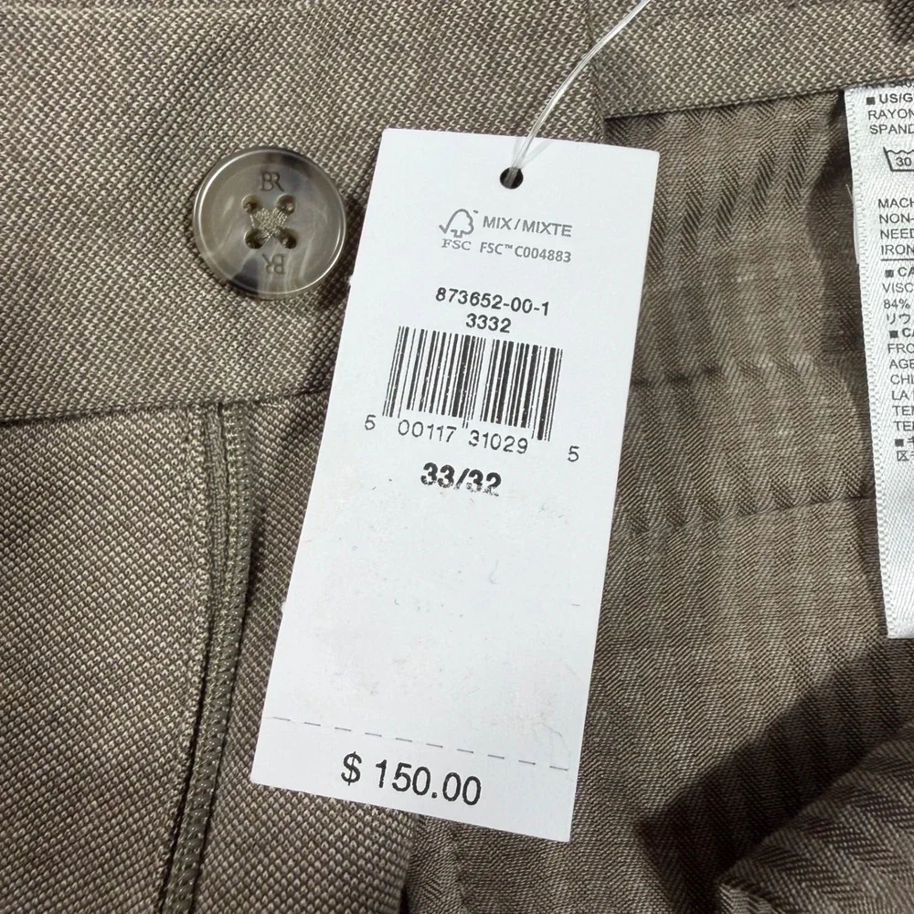 Banana Republic‎ Tailored Fit Mens Dress Pants 33x32 (34x29.5) Tapered Leg Taupe